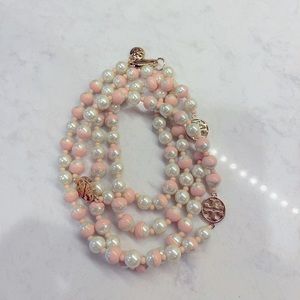 Tory Burch Long Strand Necklace Pink Dipped Pearl
